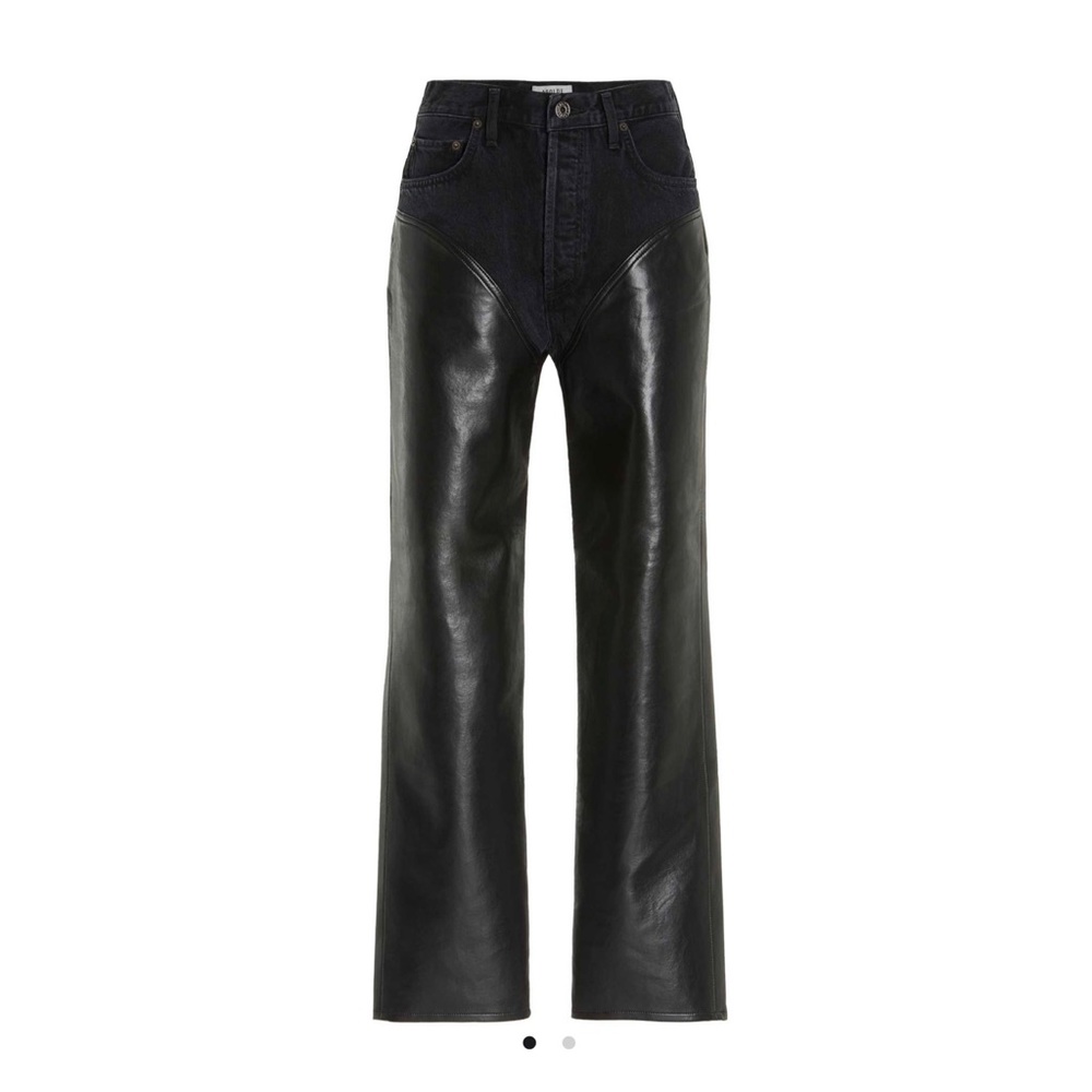 NWOT — AGOLDE Harley Leather-Paneled High-Rise Straight Jean